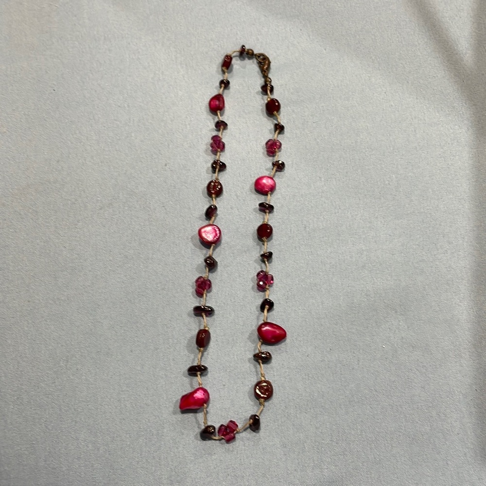 Pink and purple beaded necklace